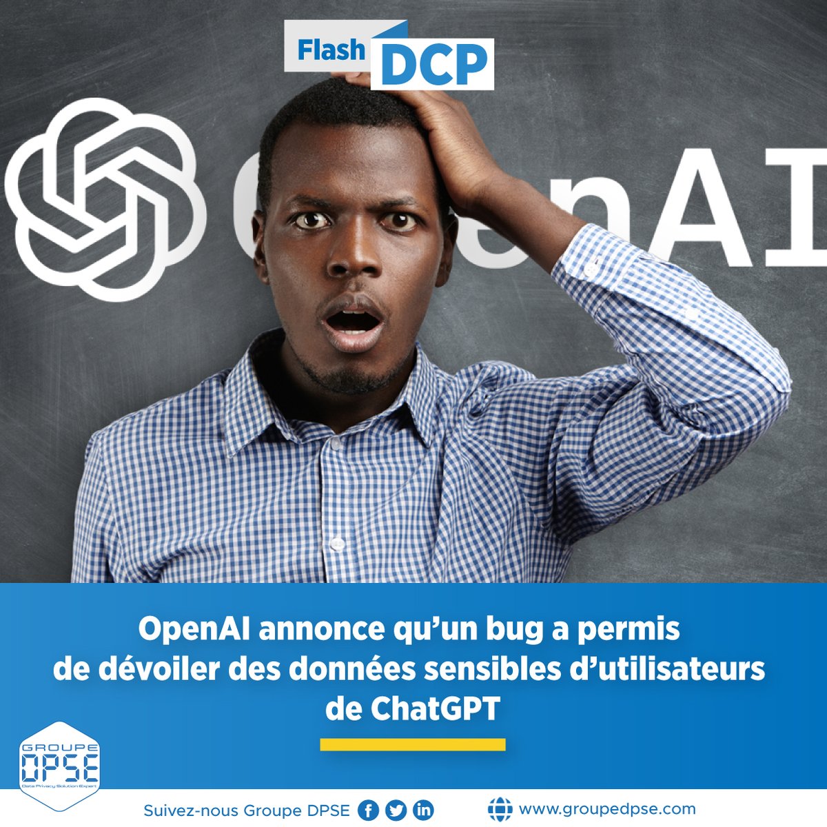 GroupeDPSE's tweet photo. #FlashDCP | OpenAI annonce qu’un bug a permis de dévoiler des données sensibles d’utilisateurs de ChatGPT
Source : https://t.co/5mbkM4dMDw
Retrouvez-nous sur 👉 : https://t.co/Ado9FuHD2a
#GroupeDPSE #ChatGPT #DonnéesPersonnelles #Compliance #RGPD #Civ225 https://t.co/czqcINDFJD
