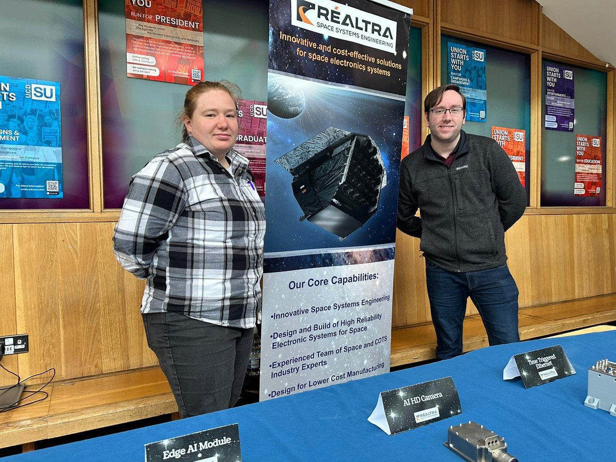 Réaltra (@realtraspace) on Twitter photo Eibhlin Laffan Downes (<a href="/eibhlinld/">Eibh</a>) and James Murphy representing Réaltra at the <a href="/Esero_ie/">ESERO Ireland</a> career roadshow talking place in <a href="/ucddublin/">University College Dublin</a> today
<a href="/blackrockcastle/">MTU Blackrock Castle Observatory</a> <a href="/UCD_physics/">UCD Physics</a> <a href="/UCDEngArch/">UCD College of Engineering & Architecture</a> Eibhlin Laffan Downes (<a href="/eibhlinld/">Eibh</a>) and James Murphy representing Réaltra at the <a href="/Esero_ie/">ESERO Ireland</a> career roadshow talking place in <a href="/ucddublin/">University College Dublin</a> today
<a href="/blackrockcastle/">MTU Blackrock Castle Observatory</a> <a href="/UCD_physics/">UCD Physics</a> <a href="/UCDEngArch/">UCD College of Engineering & Architecture</a>