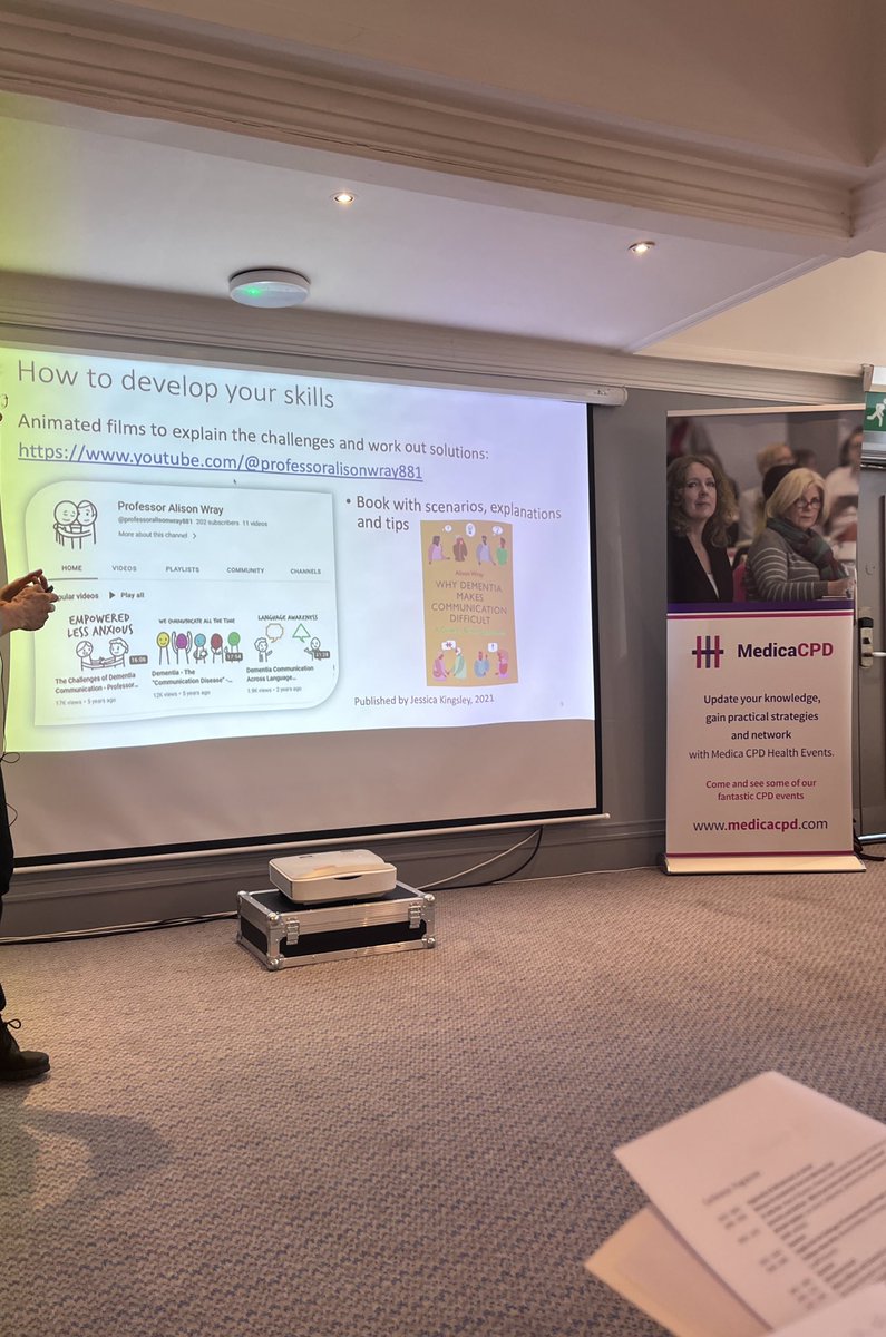 Amazing morning so far with presentations about dementia and delirium by <a href="/MichelleHaddow3/">Michelle Haddow</a> and communication in dementia by Professor Alison Wray 👇🏼👏🏽