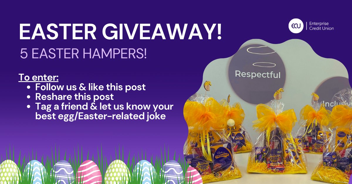 🥚 EASTER GIVEAWAY 🥚 
It's an eggcellent time show our members some love 💜
There will be x5 Easter Hampers up for grabs!

To enter: 
👉 Follow us &amp; like this post
👉 Reshare this post
👉 Tag a friend &amp; let us know your best egg/Easter related joke