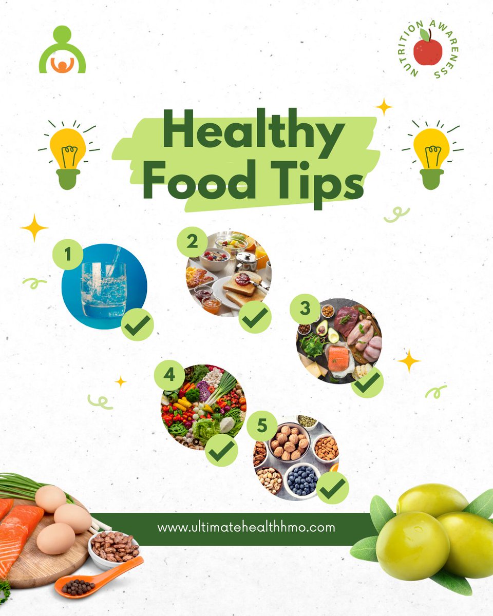 UltimateHmo's tweet photo. 5 Healthy Feeding Tips

#nutirionmonth #Ultimate #Health #Hmo #Awareness #Water #Breakfast #Proteins #Fruits #Vegetables #Healthysnack #HealthTips #healthyeating #tips https://t.co/PvGmObDbGb