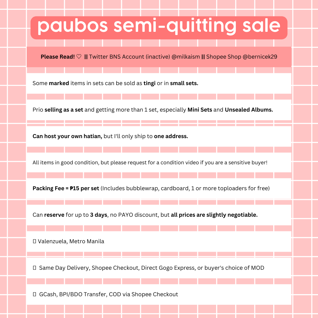milkaism's tweet photo. wts lfb ph ## seventeen svt enhypen enha txt tomorrow x together paubos semi quitting sale !

sale includes:
Hyuka Harley 🖤 
Applehoon 🍎 
7th Carat Memkit Sets 🎮 
Hao Padilla 😎 
Wonwoo Horanghae 🐯 
and more! 💓

please see each tweet for all the details~ ♡ https://t.co/6q9UgsVqaj