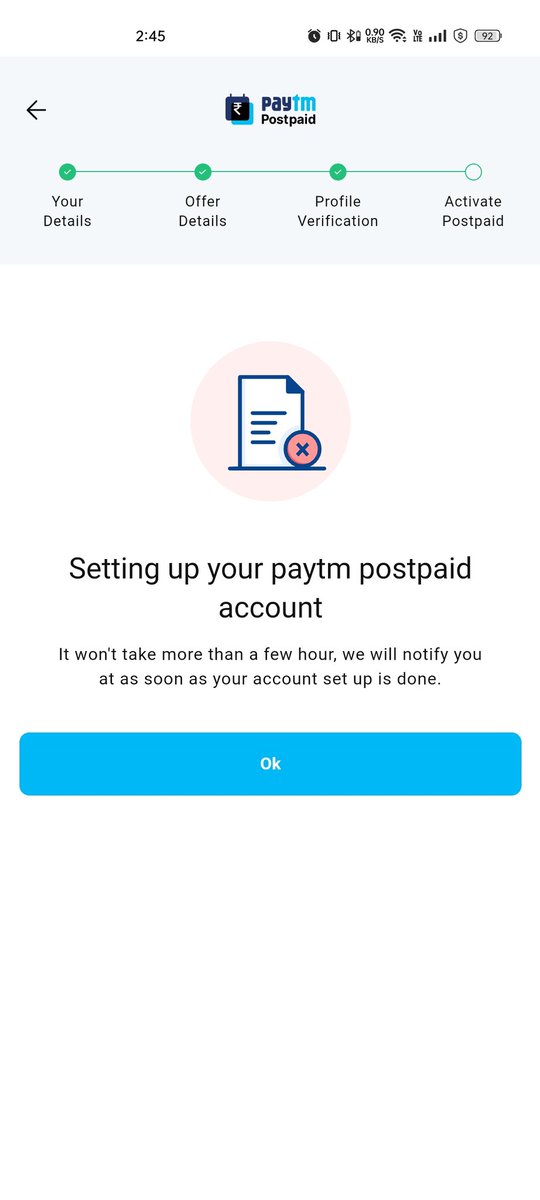 manas2roy's tweet photo. Hey my postpaid account has been stuck on activating your account page since past 2-3 months, resetting my application didn't help. Please help. @Paytmcare https://t.co/vNlpx74Dj3