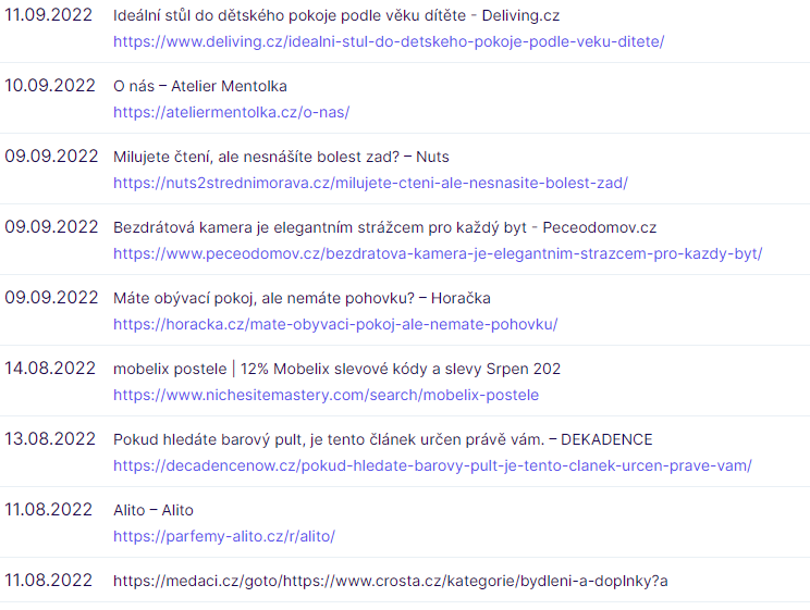 Jak si rychle vypsat poslední vytvořené odkazy pro Vaši konkurenci? Zjistit vstupní stránky, anchor texty atd: semor.cz/help/zpetne-od…

#seo #czaffil