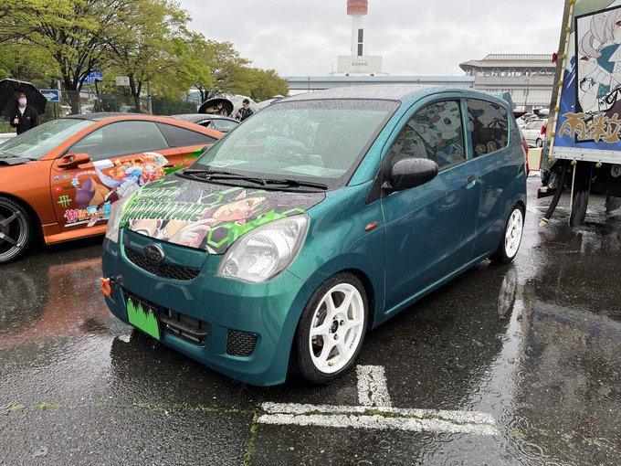 #痛車天国2023花畑チャイカ仕様のプレオバン…ん？テールランプ？ミラー？？給油口の鍵は？？エンブレムはプレオ用？？ke