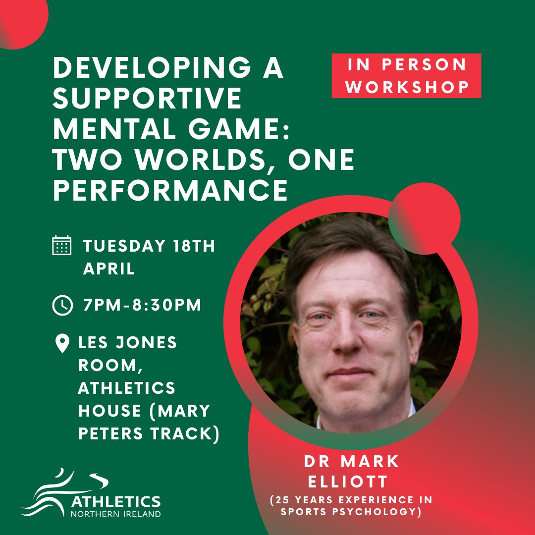 📢 Developing a Supportive Mental Game Workshop 📢

We have another exciting workshop about around the topic of sports psychology.

Is this a topic you want to learn more about?

Register for our workshop 👇
athleticsni.org/Coaches/Upcomi…

#CoachDevelopment #SportPsychology #Workshop
