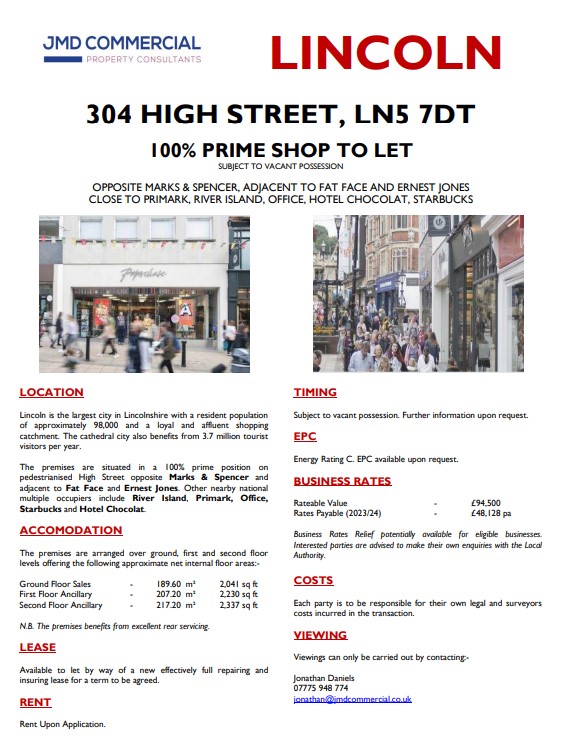 JMDCommercial's tweet image. Prime shop to let. 304 High Street #Lincoln. Currently trades as Paperchase. Available on a new lease subject to VP. Opposite M&amp;amp;S and adjacent to Face Face #shoptolet #ClassE #retailproperty @PIProperty @LoopNet_UK #LoveLincoln @lincolncouncil @lincolnbeyond @CoStarUK @CR_Tweets