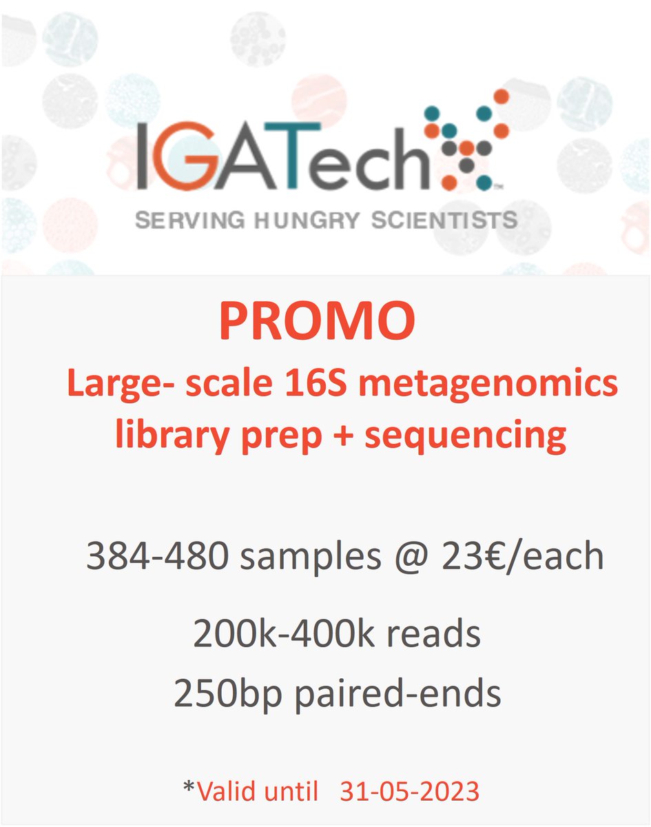 IGATechnology's tweet image. Don’t miss the occasion!
Contact us lnkd.in/dKuW7zHd

#metagenomics #metabarcoding #microbiomeanalysis #16Ssequencing