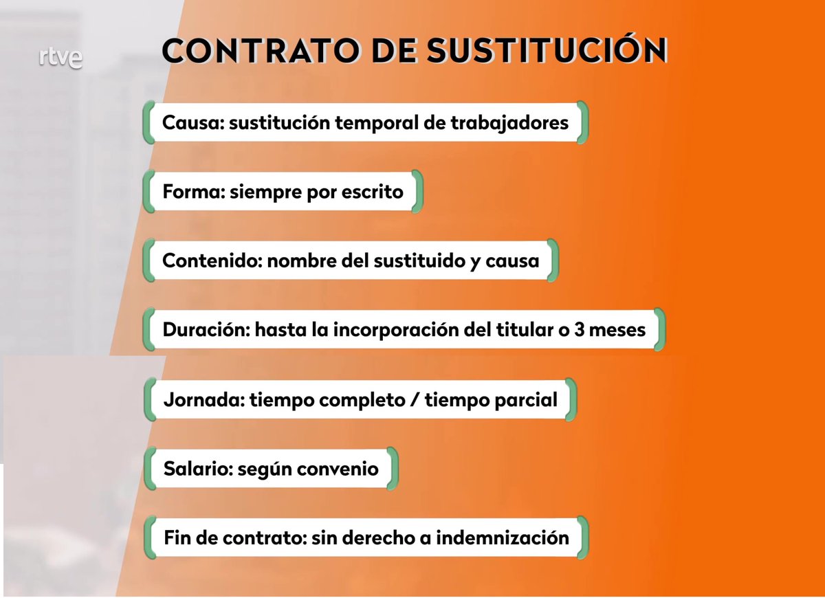 Los antiguos contratos de interinos, desde la reforma laboral se llaman de SUSTITUCIÓN
Esto es lo fundamental que debes saber sobre ellos
⬇️📺
📌Tus derechos con un contrato de sustitución
rtve.es/v/6843452