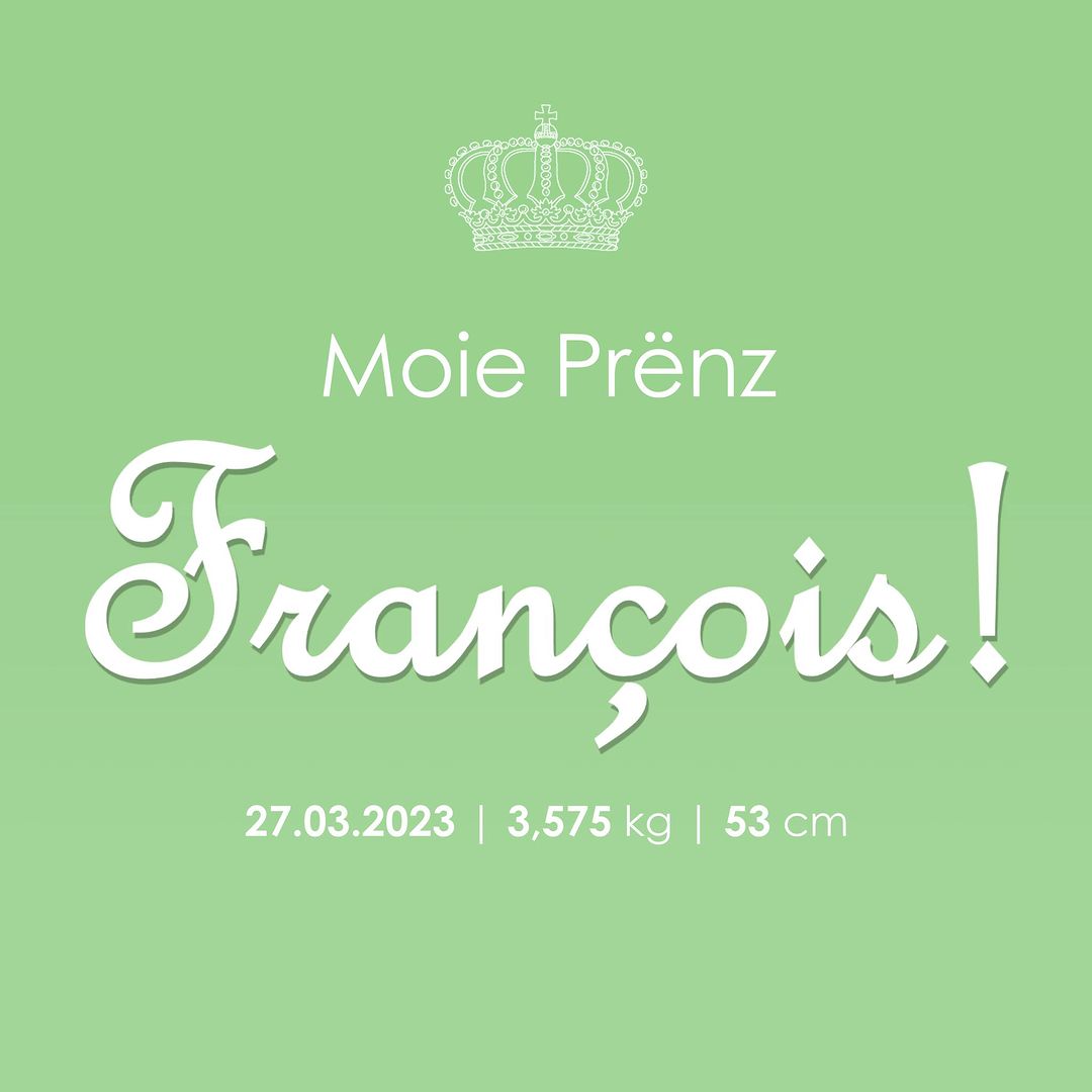 PointDeVueMag's tweet photo. 💙#Babyalert !👶
Le Grand-Duc héritier et la Grande-Duchesse héritière ont la grande joie d’annoncer la naissance de leur fils, le prince François, ce lundi 27 mars 2023 !👑
La princesse Stéphanie et le bébé se portent bien.🙏
📸@CourGrandDucale
#BreakingNews #royal #baby https://t.co/KSuyfjT0gA