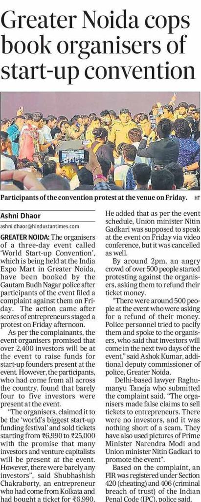 Atheist_kanchaa's tweet photo. This is a have been looted by World Startup Convention in my case the other one on your name and other fake promises! #JusticeForStartups https://t.co/tMXXrMGmxE