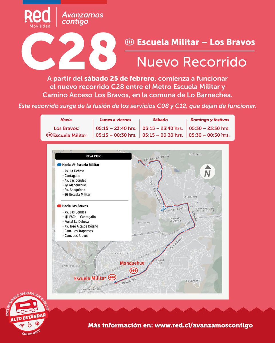 Transantiago's tweet photo. 💁Recuerda 2 nuevos servicios se incorporaron en el sector norte y oriente: 🚍 C28 y 🚍 B33.
📣Otros recorridos #modifican y #extienden su ruta. #AvanzamosContigo
📌Revisa aquí los detalles👇
https://t.co/bGaWXd742b https://t.co/cIvm0OhEIe