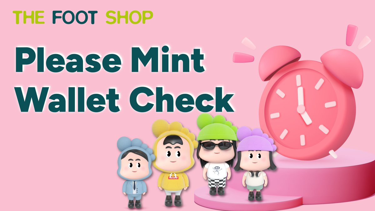 TheFootShopNFT's tweet photo. The Foot Shop NFT Minting Wallet Submission List

please refer that the deadline, final wallet submission, is 17:00 (UTC+9) on March 28, 2023.

❗Wallet address link
https://t.co/LU7WOz4eGF

❗More detail
https://t.co/1F0EfJrtyZ https://t.co/yfs7arB9mX