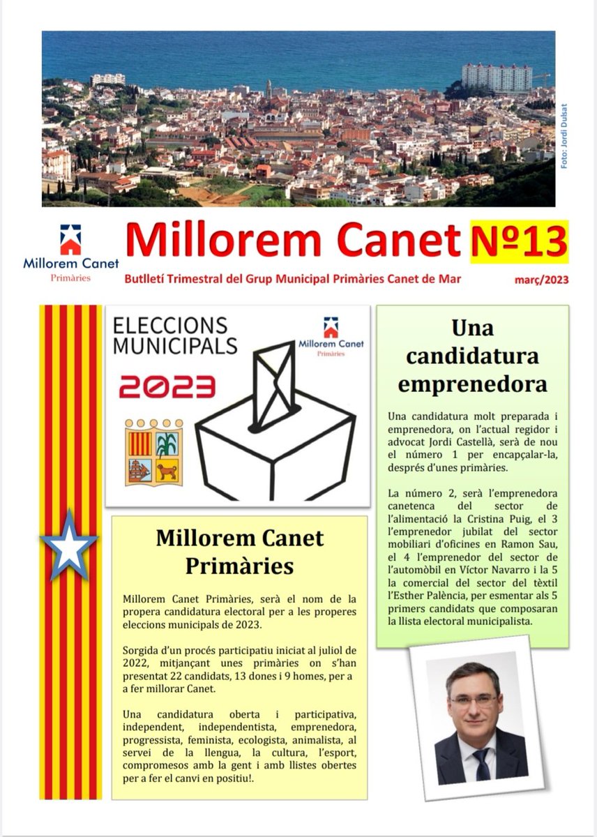 PrimariesCanet's tweet photo. El Grup Municipal de Primàries Canet presenta el seu 13è Butlletí informatiu MILLOREM CANET, coincidint amb la 13ena moció aprovada! Esperem que sigui del vostre interès i en feu molta difusió! 😜👍🌟
#CANETDEMAR #MILLOREMCANET @RADIOCANETDEMAR @ajcanetdemar https://t.co/K8gWPL1qFY
