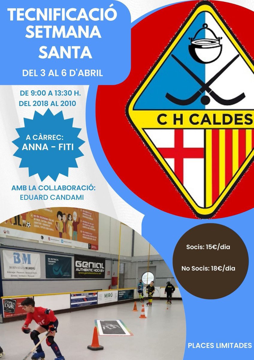 chcaldes's tweet photo. 😃 Tecnificació de Setmana Santa!

⚠️ Últim dia d'inscripions!

📆 Del 3 al 6 d'abril
⏰ 9H a 13:30H

❗️ Inscripcions:
➡️ https://t.co/IB2mi5Jrko

🙌 Us esperem!

#SomhiCaldes https://t.co/wTfVqOKx2P