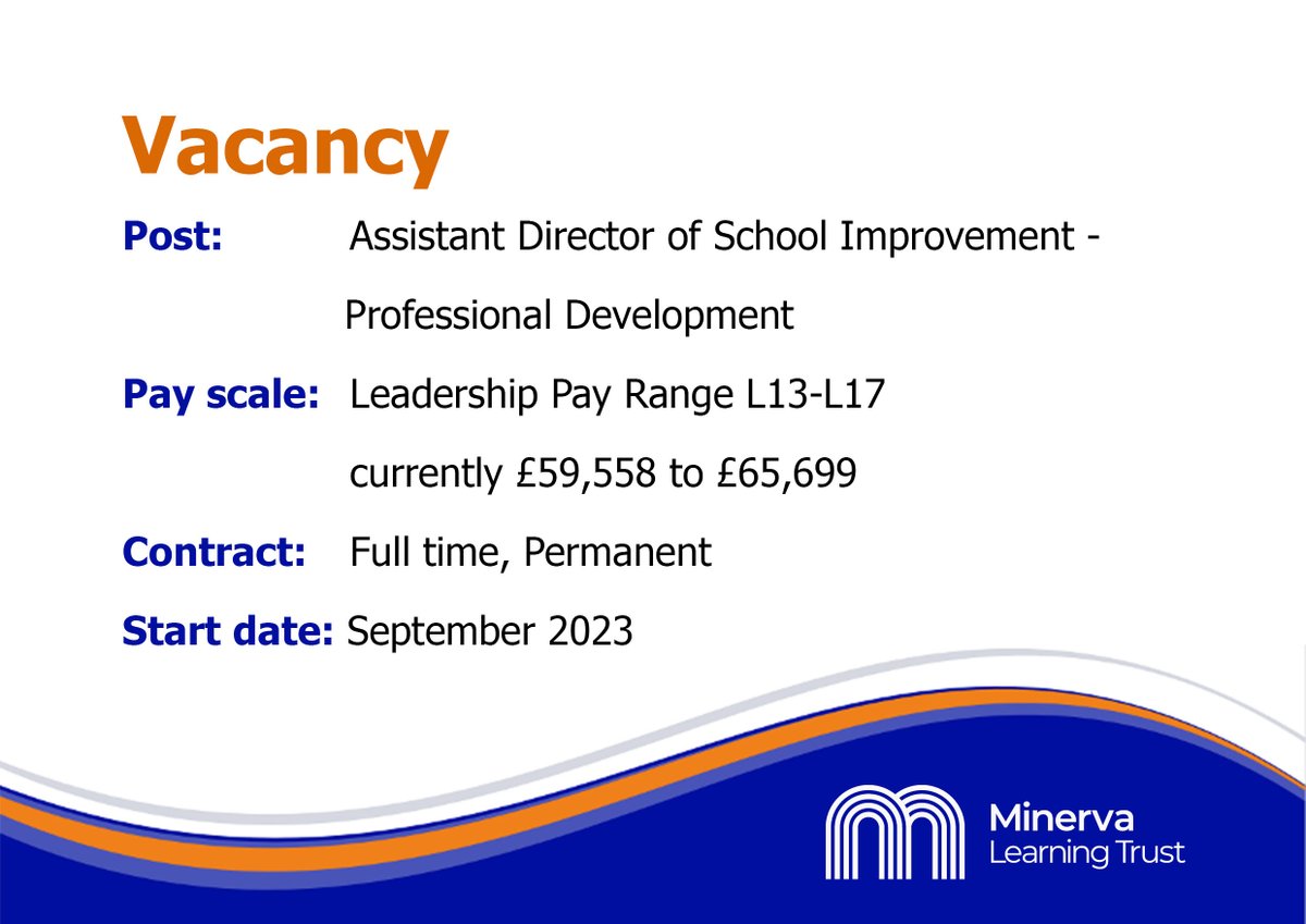 We are looking to recruit an Assistant Director of School Improvement to work as part of the Trust’s central school improvement team to lead on professional development across all our schools.

For more information: lnkd.in/dMT5sZ8X