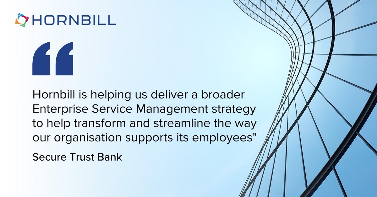 Stop losing time on work that's easily automatable!  
See how Secure Trust Bank uses Hornbill to transform how they support their employees.
bit.ly/3xYUCUk
#DigitalTransformation #ESM #EmployeeExperience