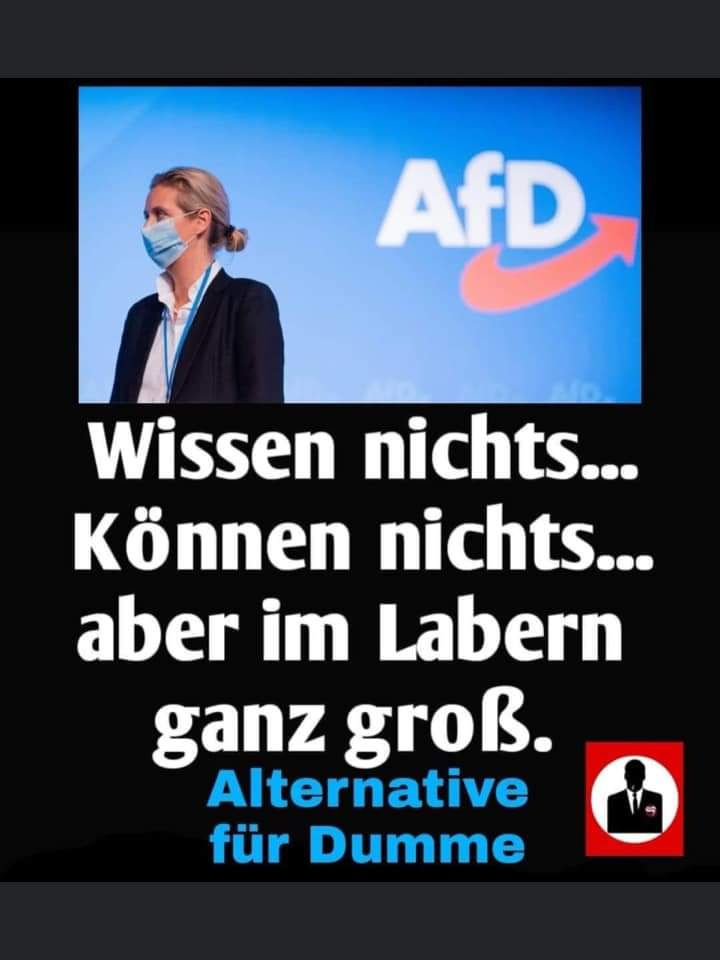 AndiThorsten's tweet photo. @FucktheEUHH @tagesschau Bekommt man eigentlich mittlerweile von der AfD = Alternative für Dumme eine Prämie dafür, wer den größten Schwachsinn des Tages getextet hat? 🤦‍♂️ https://t.co/l3aZvU9Gph