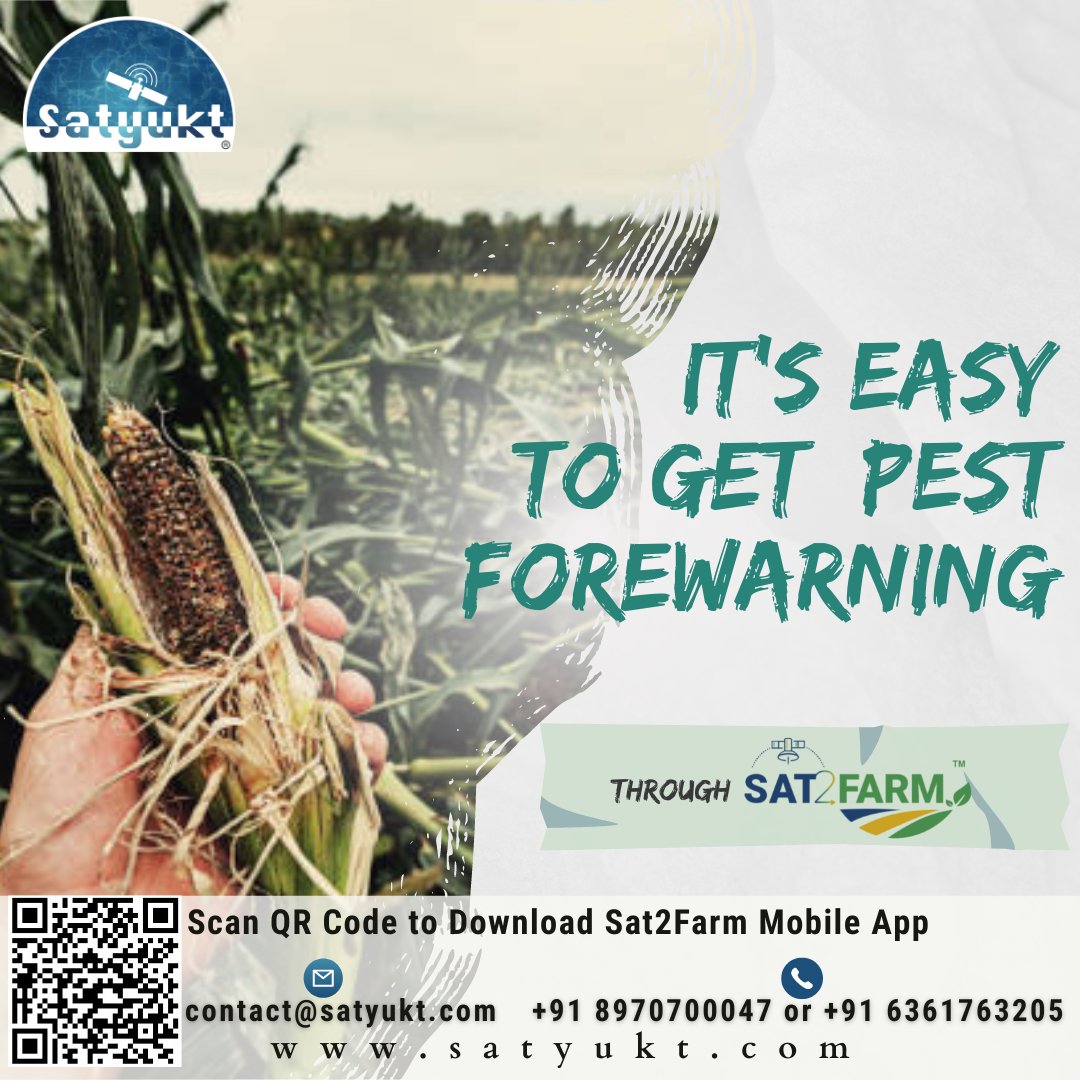 satyukt's tweet photo. Our #Sat2Farm Pest forewarning can help #farmers and other stakeholders in #agriculture to take proactive measures to prevent or mitigate #pestdamage.
#agriculture #agritech #agribusiness #sustainableagriculture #soilmoisture #modernagriculture #savesoil #precisionfarming https://t.co/1TTgI5pE2Z