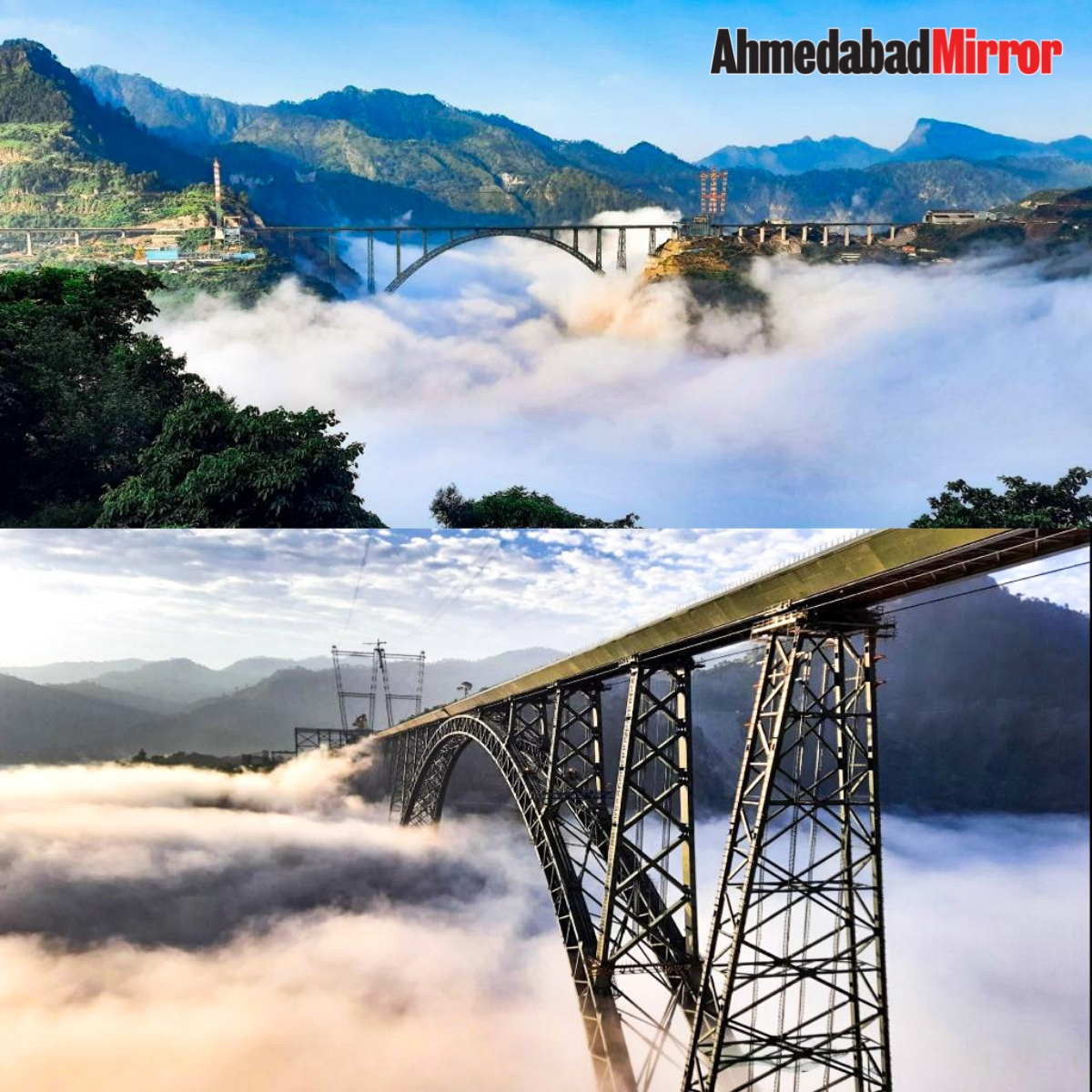ahmedabadmirror's tweet photo. Union Railways Minister Flags Off India's Udhampur-Srinagar-Baramulla First Trail Run on World's Highest Railway Bridge
#railway #UnionRailwaysMinister #Flags #Indianrailway #USBRL #trackmounted #vehicles #ChenabBridge#firsttrail #ahmedabadmirrorofficial #ahmedabad #india https://t.co/50pz6yfNOS