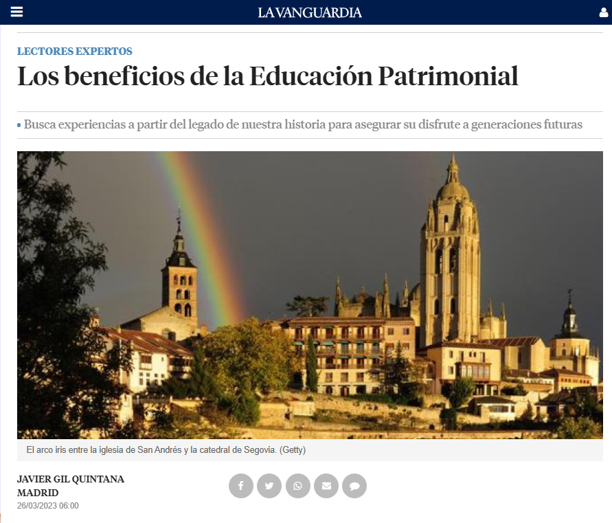 EducacionUNED's tweet photo. 🗣️ LA FACULTAD EN LOS MEDIOS 🎙️📰👉 El profesor Javier Gil Quintana @javiergilquinta publica el artículo "Los beneficios de la Educación Patrimonial" en @LaVanguardia ¡Enhorabuena! 👏👏👏💪👉 https://t.co/HdyfSRWeuU cc @SMEMIU_UNED https://t.co/mVGfrHF47b