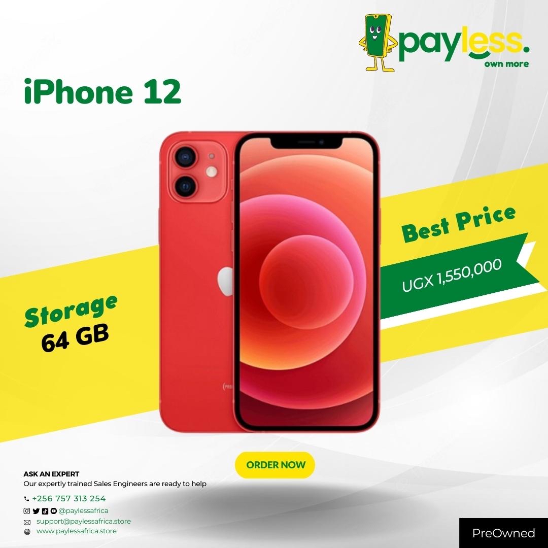 paylessafrica's tweet image. IPHONE 12 (64GB) | 1,550,000/-UGX | ORDER NOW | buff.ly/3npKgec | #PaylessOwnMore 💚