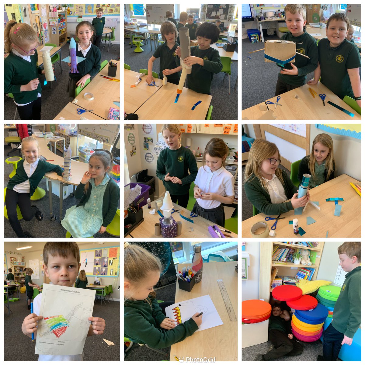 LethamMains's tweet photo. P3/4 carried out some research and used it to design and create models of a variety of spacecraft, including shuttles, rovers, rockets (or just the ‘capsule’) and the International Space Station! #learningthroughplay #exploreandcreate https://t.co/cZSEj7t7a6