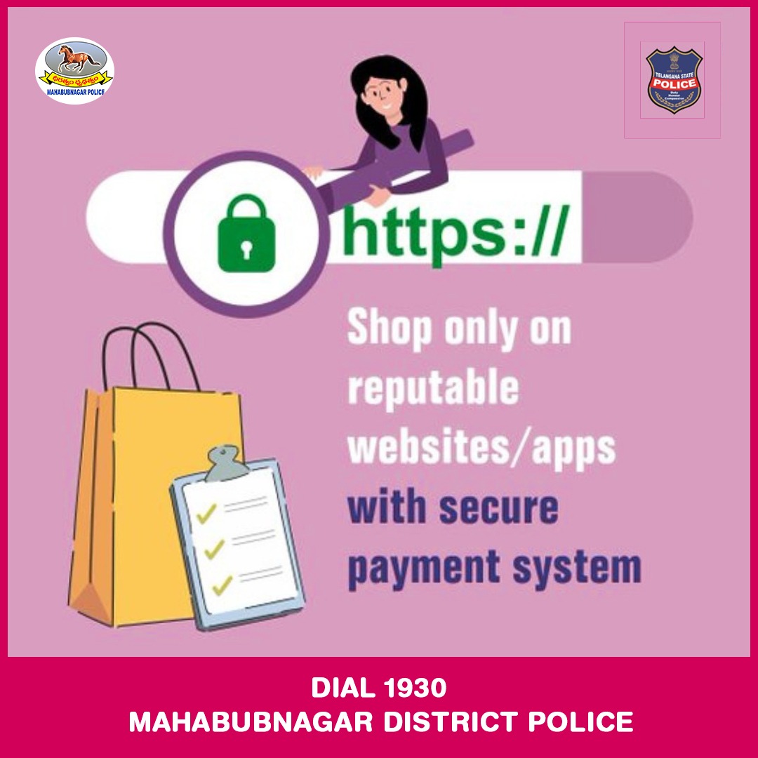 MBNRpolice's tweet photo. Shop only reputed websites/apps only with secure payment system
#CyberCrime_Awareness #mbnrpolice #telanganacops https://t.co/pK3roJsln7