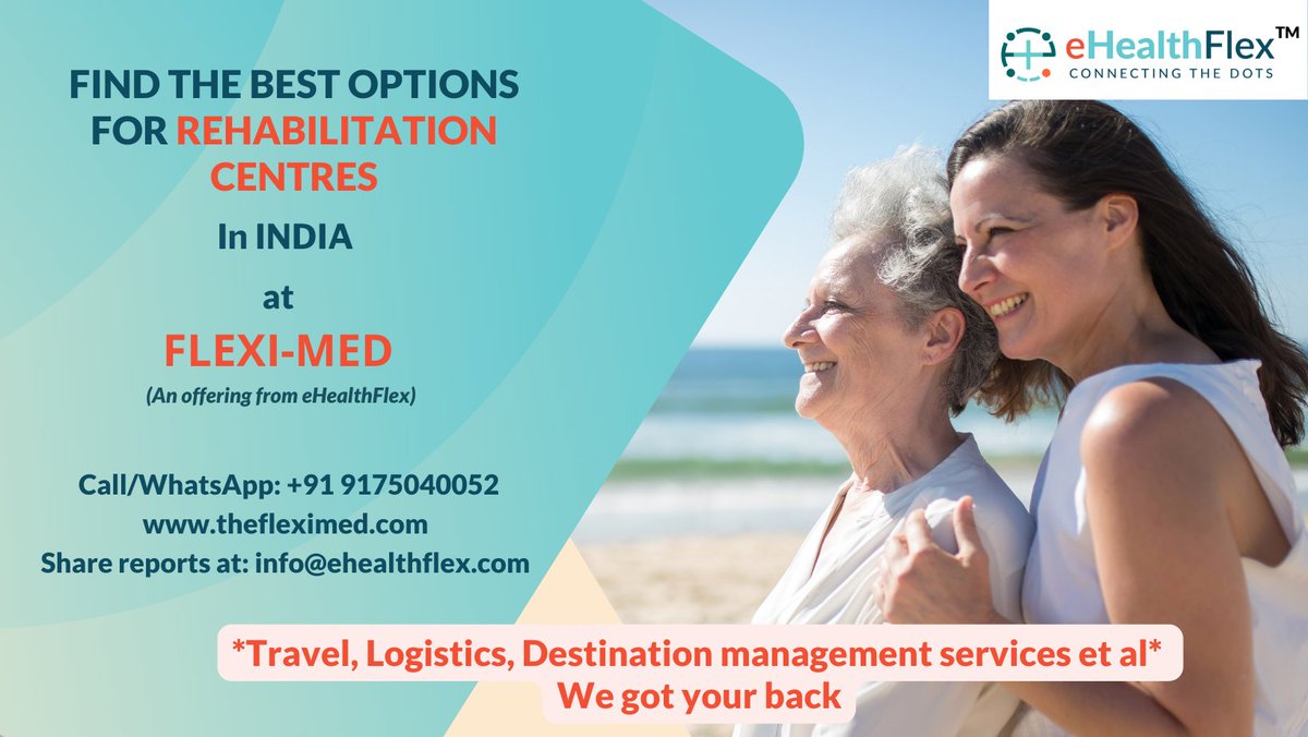 Get the best options for Rehabilitation Centres in India. 

Visit us at: thefleximed.com
Call/WhatsApp: +91 9175040052
Share your reports at: ehealthflex@gmail.com

#TopHospitals #Medicaltourismplatform #TopTreatmentOptions #rehabilitation