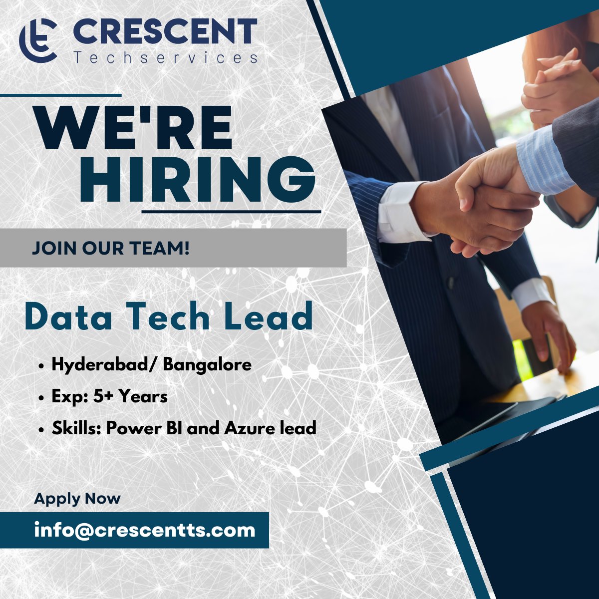 Crescent_Tech_'s tweet image. We&apos;re Hiring For Data Tech Lead
📌Hyderabad / Bangalore
5+ Years Experience
Apply Now
👇
@ info@crescentts.com
#jobsearch #HiringAlert #HIRINGNOW