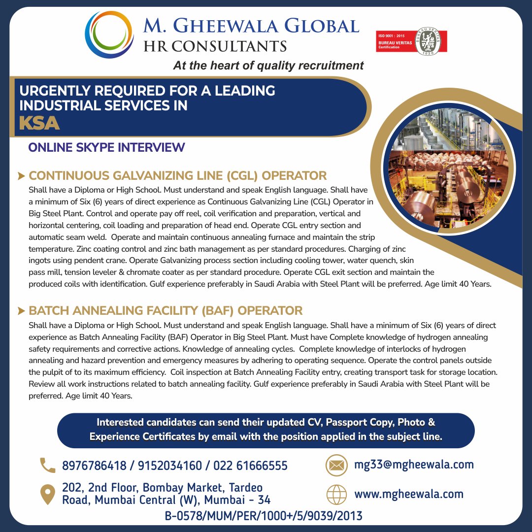 mgheewala_hrc's tweet photo. Job Vacancies for #KSA
Interested Candidates can send the updated resume to mg33@mgheewala.com
Learn More https://t.co/Ps4bxv1OLt
Telegram Channel for job updates : https://t.co/831AMM3eDm
#overseasrecruitment #OPERATOR #saudijobs #operator #supersucker #overseasjobs #ksajob https://t.co/lEwrKk8PsP