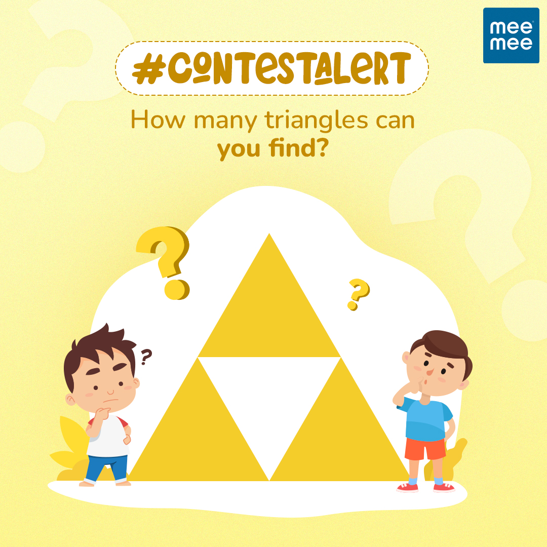 #ContestAlert 
Here’s a fun contest for y’all! Eeny, meeny, miny, moe, how many triangles can you count. Tell us in the comments below and stand a chance to win a surprise gift.

#MeeMeeIndia #joyofparenting #ContestAlert #count #triangles  #participate #guesstheanswer