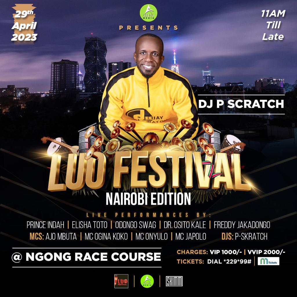 On the decks,we shall have the phenomenal Dj <a href="/PSKRATCH1/">DJ PSKRATCH™</a> giving you back-to-back hits to keep you swaying as you groove on the dancefloor! April 29th is the date,Racecourse is the venue! See you there!
Get your tickets now by dialing *229*99#
VIP 1,000/- VVIP 2,000/-
#LuoFestival