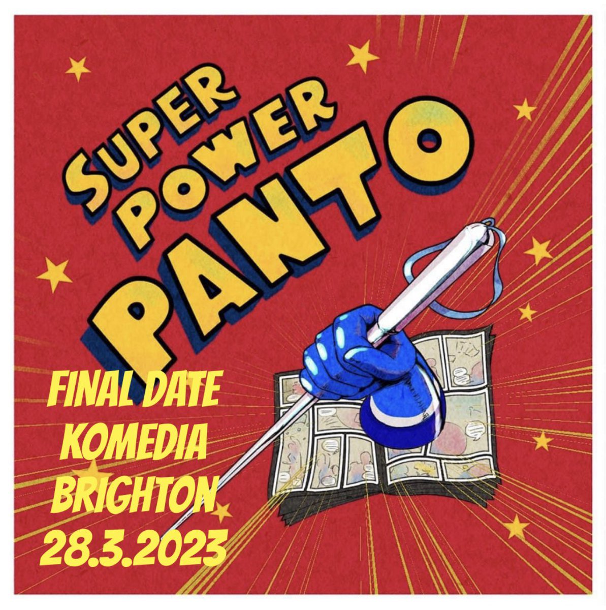 FINAL DATE OF UK TOUR TOMORROW! Catch us  at @KomediaBrighton before we fly away! komedia.co.uk/brighton/kids/… #panto #accesibletheatre #theatre #extant #superpowerpanto #simplysmileyproductions #diversity #inclusivetheatre #workshop #komedia #komediatheatre #brighton #tour