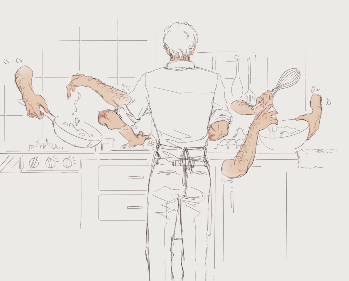 A concept: Sanji lost his hands after Whole Cake Island. He ate the artificial version of Robin’s devil fruit made by Vegapunk.
(strictly sticks to the principle of using his generated hands only for cooking)