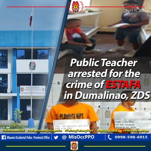 MisOccPPO's tweet photo. Look: Public Teacher arrested for the crime of Estafa in Dumalinao, ZDS
https://t.co/GjwftCASrv https://t.co/ucvzeQkcoM