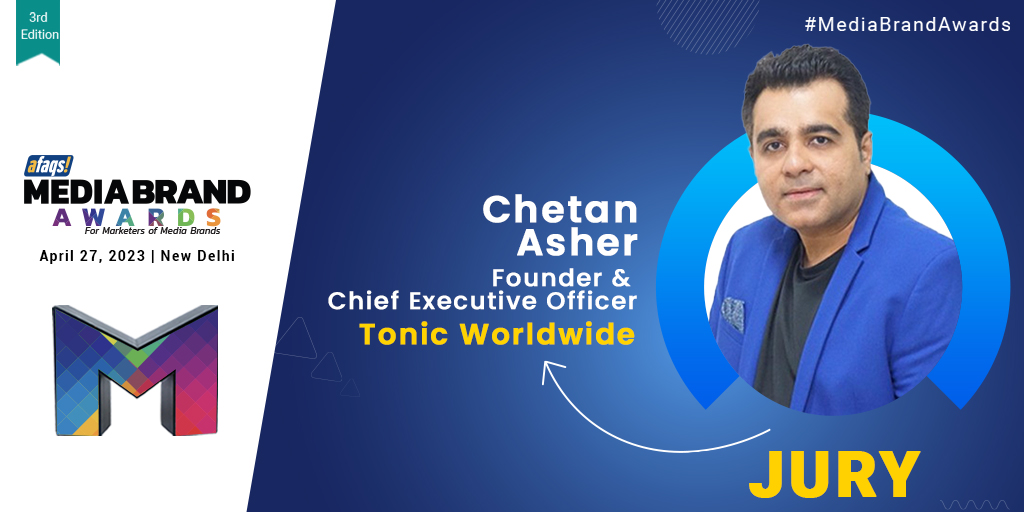 #MediaBrandAwards: We are delighted to have Chetan Asher from <a href="/tonicworldwide/">Tonic Worldwide</a> as our juror at Media Brand Awards 2023. 🏆
Thank you for joining us!

Know more: bit.ly/3Yds5Wk

#Print #TV #music #OTT #Awards #media #MediaBrandAwards <a href="/afaqs/">afaqs!</a>
