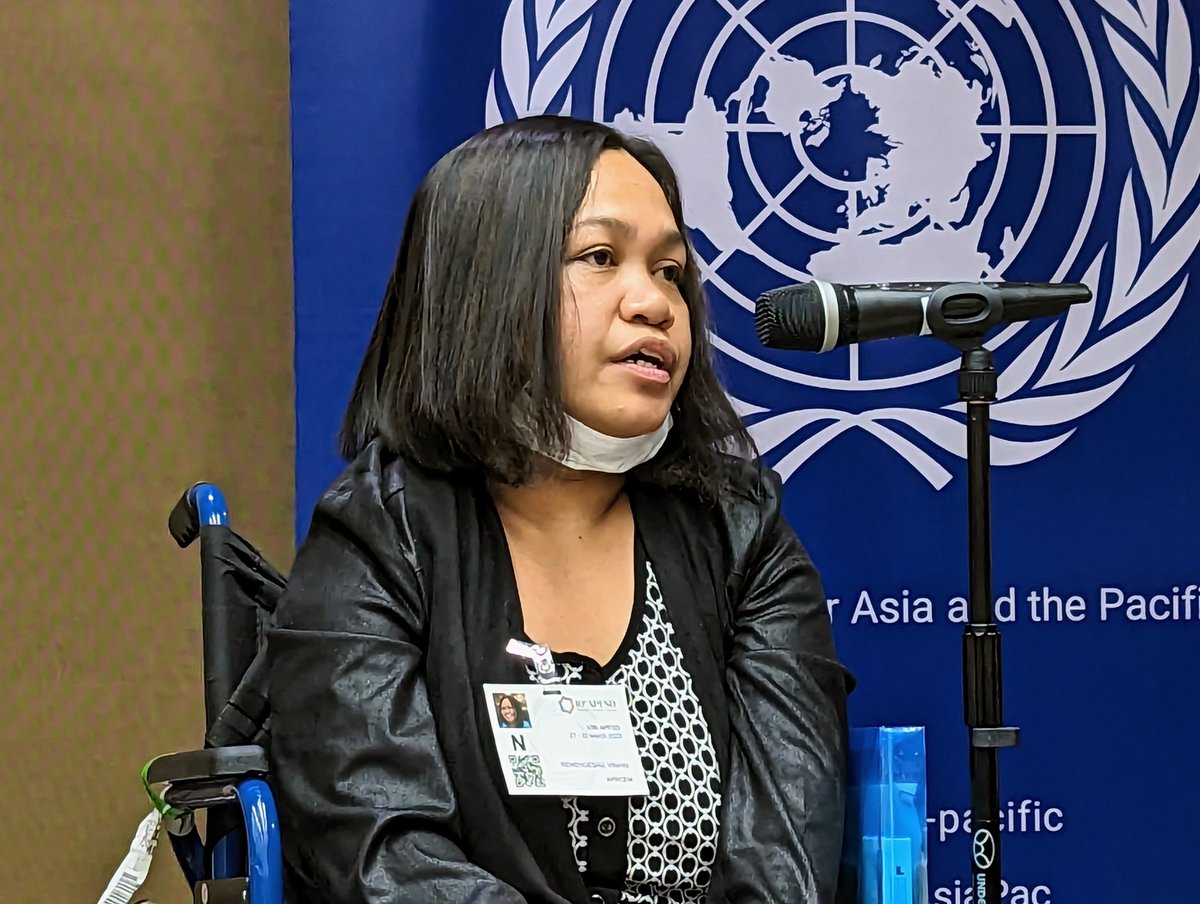 #DRR as a right. Organizations of & for persons with disabilities play a critical role in the long journey towards institutionalizing the inclusion of persons with disabilities into DRR at national & local level. 
Villaney Remengesau, Co-Chair of the @PDFSEC at #APFSD