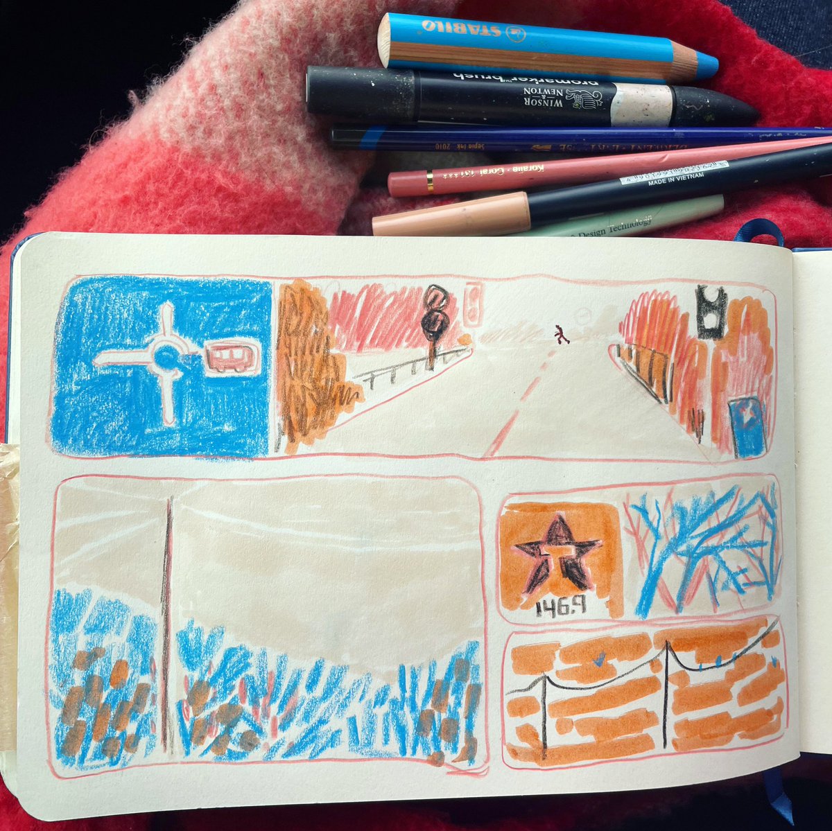 ch_durance's tweet photo. Drawing views from the car #illustrator #illustration #kidlit #kidlitart #drawing #monday #sketchbook #OntheRoad https://t.co/WBQgypGpAh