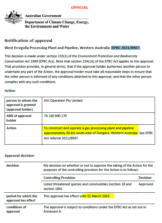 R_o_d_C's tweet photo. I'd hate to rain on any parade, but @tanya_plibersek's dept just approved a new gas processing plant linked to a new onshore gas field...out to 2063.

Lots more climate work to be done. https://t.co/80TTR8clKm