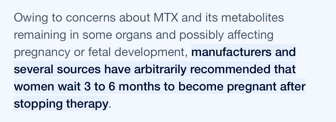 “IF U DO NOT QUIT #Methotrexate 3-6 MONTHS BEFORE PLANNING A #pregnancy, 
IT MAY CAUSE #ABNORMALITY in the FETUS.”

I request all Dermatologists/Rheumatologists to give this CRITICAL information to all the #psoriasis/#rheumatoidArthritis/#ankylosingSpondylitis 

#Ayurveda