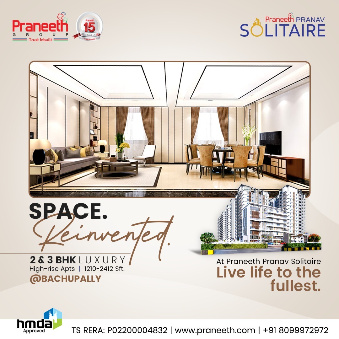 praneethgroup's tweet image. Praneeth Pranav Solitaire offers flats ranging from 1210-2412 square feet, providing ample space for you to unwind and live life to the fullest.

Experience the highest standards of living with Praneeth Pranav Solitaire.

#PraneethGroup #PraneethPranavSolitaire #amplespace