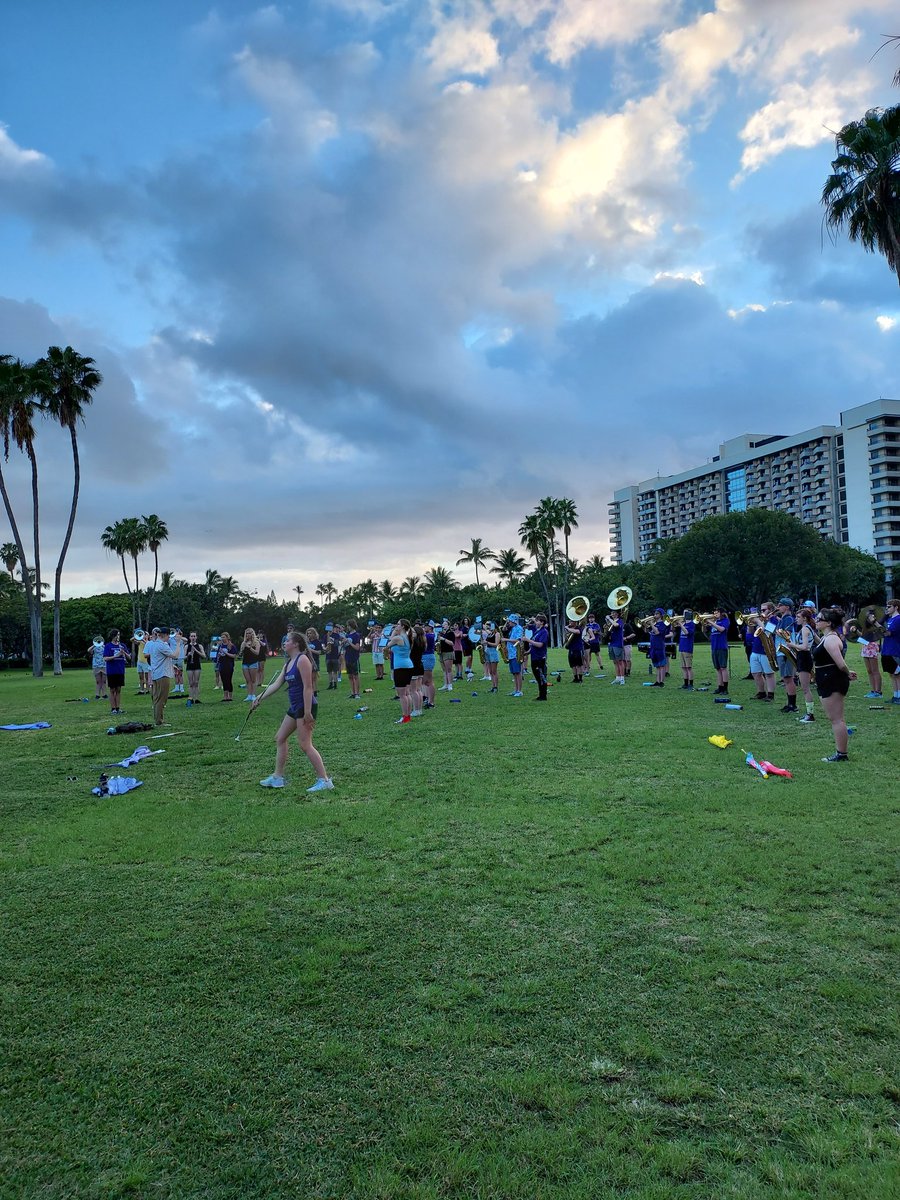 There is no better place for the Wildcat band to practice before playing at Pearl Harbor tomorrow than Waikiki Park. Wildcat proud
