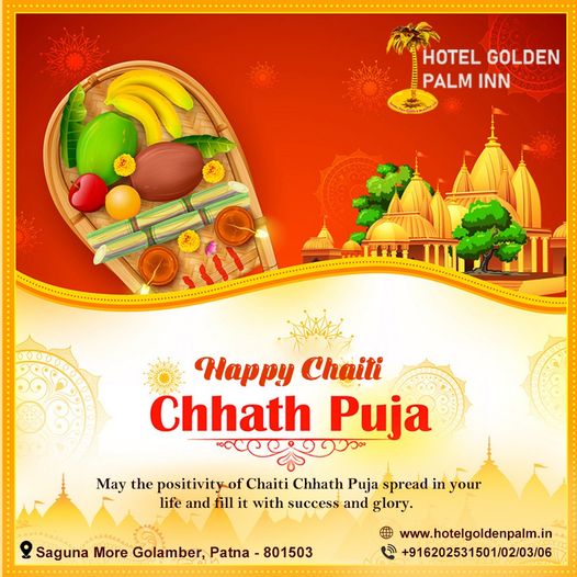 GoldenPalmInn1's tweet photo. HAPPY CHAITI CHHATH PUJA
May the positivity of Chaiti Chhath Puja spread in your life and fill it with success and glory.

#HappyChaitiChhath #ChhathPuja #ChaitiChhathPuja2023 #Wishes #LordSun #Celebration #Festival #festiveseason #GoldenPalmInn #Patna #Bihar https://t.co/AczeIbK2kx
