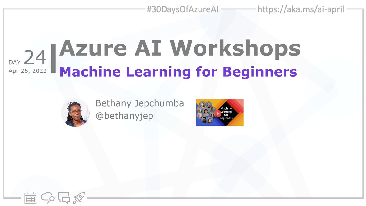 kasuken's tweet image. 🏭Day 24 of #30DaysOfAzureAI. Are you interested in starting your journey into Machine Learning? Check out the Microsoft Machine Learning for Beginners Curriculum, a free 12-week, 26-lesson course covering classic ML with Scikit-learn, NLP, and Time Series analysis. Let&apos;s dive in
