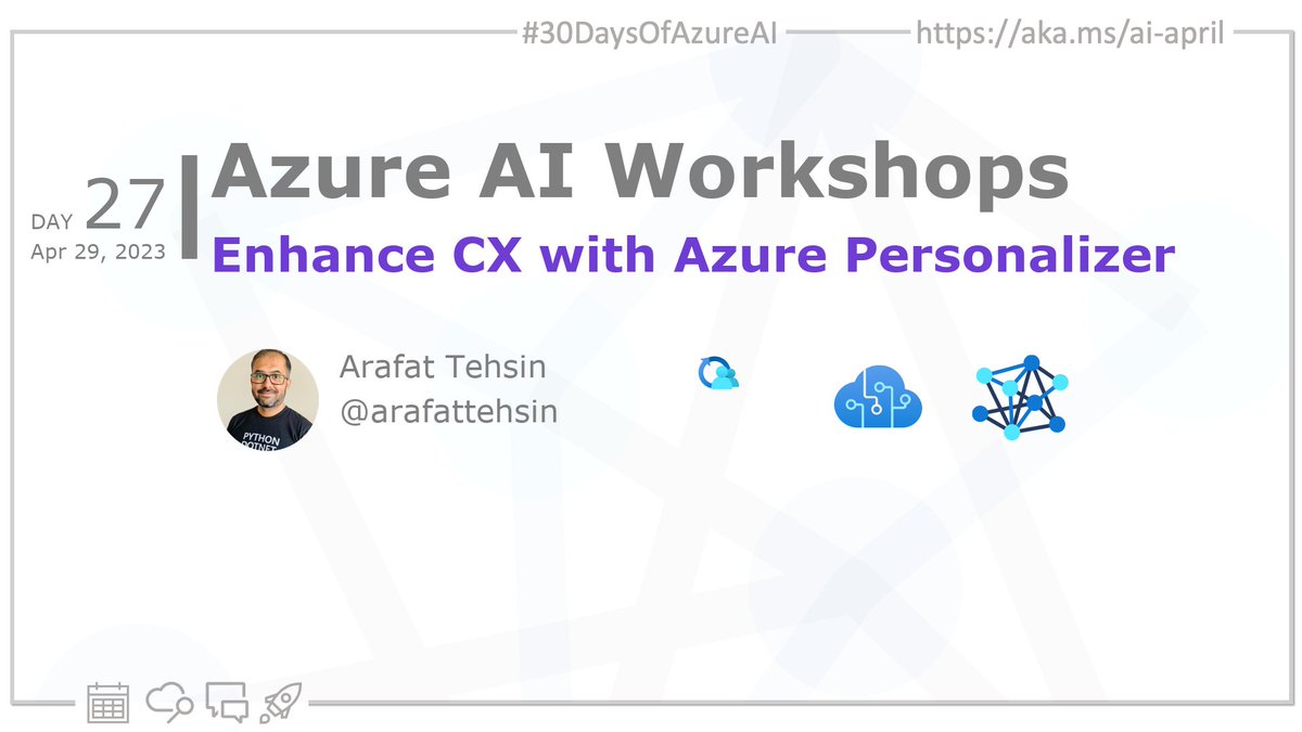 kasuken's tweet image. 🏭Day 27 of #30DaysOfAzureAI. Maximize your business results with Azure Personalizer - a machine learning-based service that creates personalized experiences for your customers based on their preferences and behavior. azureaidevs.github.io/hub/2023-aia/d… #AzureAiDevs #AI #AzurePersonalizer