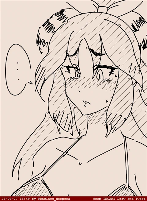 去年の水着に違和感を感じて体重計に乗るカコ博士

#けものフレンズ
 #tegaki_dt 