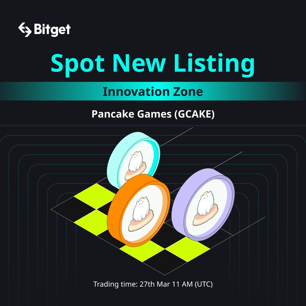 Bitget (@bitgetglobal) on Twitter photo ๐ข Spot New Listing
#Bitget will list $GCAKE/USDT on Mar 27th, 11 AM with $40,000 worth of prize pool for you to grab! <a href="/NFTpancakegames/">Pancake Games</a>
โ๏ธ Deposit opened!
๐ A total $100 #giveaway for 10 members! Just RT + TAG 3 friends.
Details: bitget.com/en/support/artโฆ
#GCAKExBitget ๐ข Spot New Listing
#Bitget will list $GCAKE/USDT on Mar 27th, 11 AM with $40,000 worth of prize pool for you to grab! <a href="/NFTpancakegames/">Pancake Games</a>
โ๏ธ Deposit opened!
๐ A total $100 #giveaway for 10 members! Just RT + TAG 3 friends.
Details: bitget.com/en/support/artโฆ
#GCAKExBitget