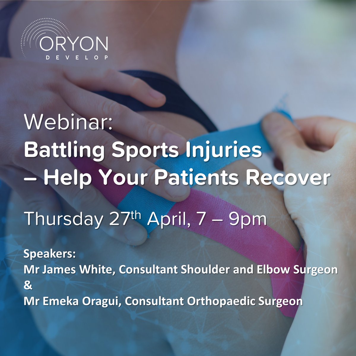 We are pleased to announce that Mr James White and <a href="/EmekaOragui1/">Emeka Oragui</a>  will be joining us for our webinar "Battling Sports Injuries – Help Your Patients Recover".

Join us on Thursday 27th April and earn 2 hours CPD: loom.ly/Nd842uc