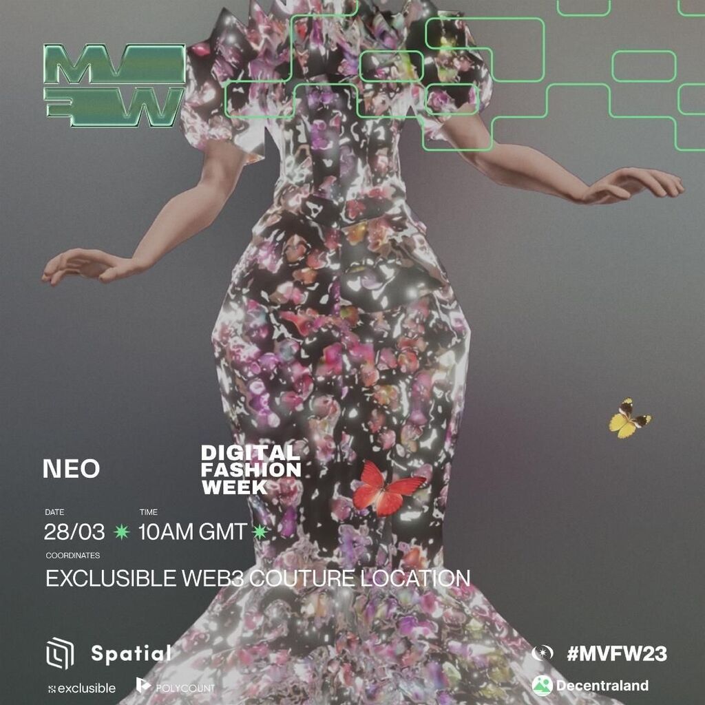 DgtlFashionWeek's tweet photo. DFW x EXCLUSIBLE
@exclusible is thrilled to announce one of our #MVFW23 partners: Digital Fashion Week x Ready Player Me's exclusive collaboration with Web3 Couture virtual space.
Featuring the industry's top designers, including:
@estellepearce_digital_… https://t.co/ii37qABUII https://t.co/wb0l7xq07R
